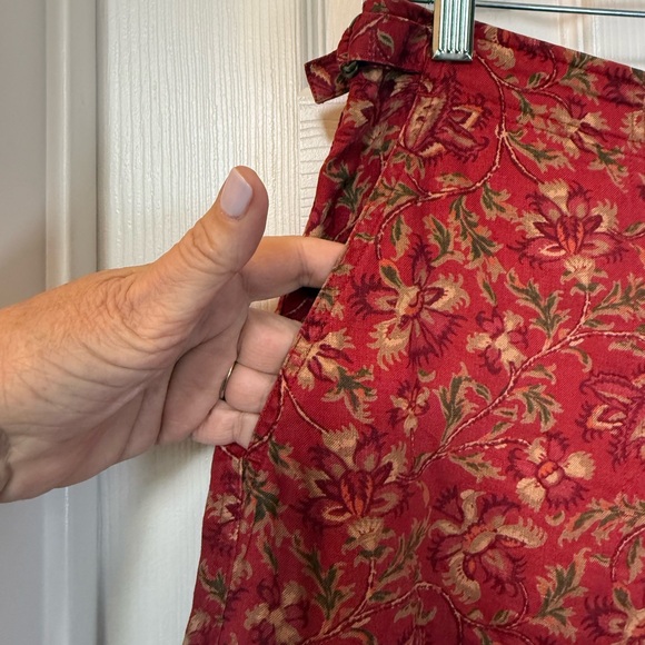 Lauren Ralph Lauren Linen Red High Waist Floral Chino Shorts Zip Front Designer - Picture 2 of 10